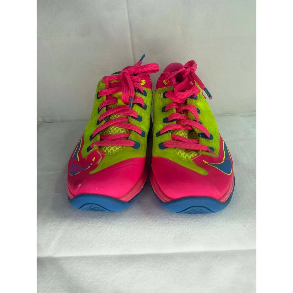 Nike LeBron 11 Low GS Laser Crimson Pink Volt Blue 644534-700 Youth Size 5Y